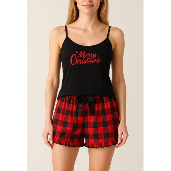 ✅3/$20 Sale-Merry Christmas pj set - Black & red plaid - Women xl - New w/o tags - Picture 7 of 7
